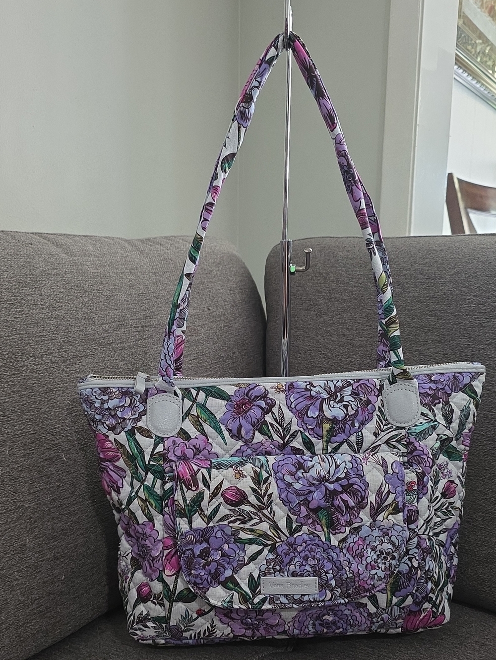 Carson East West Quilted Shoulder Tote in Lavender